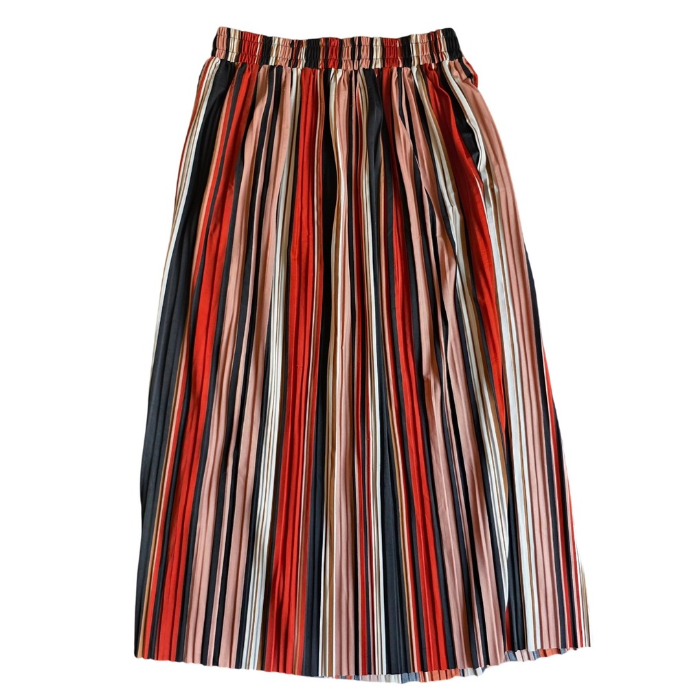 Anna‎ Morgan Striped Pleated Maxi Skirt Womens Large Elastic Waist Casual